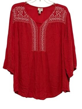 100% Rayon Embroidered Peasant Tunic